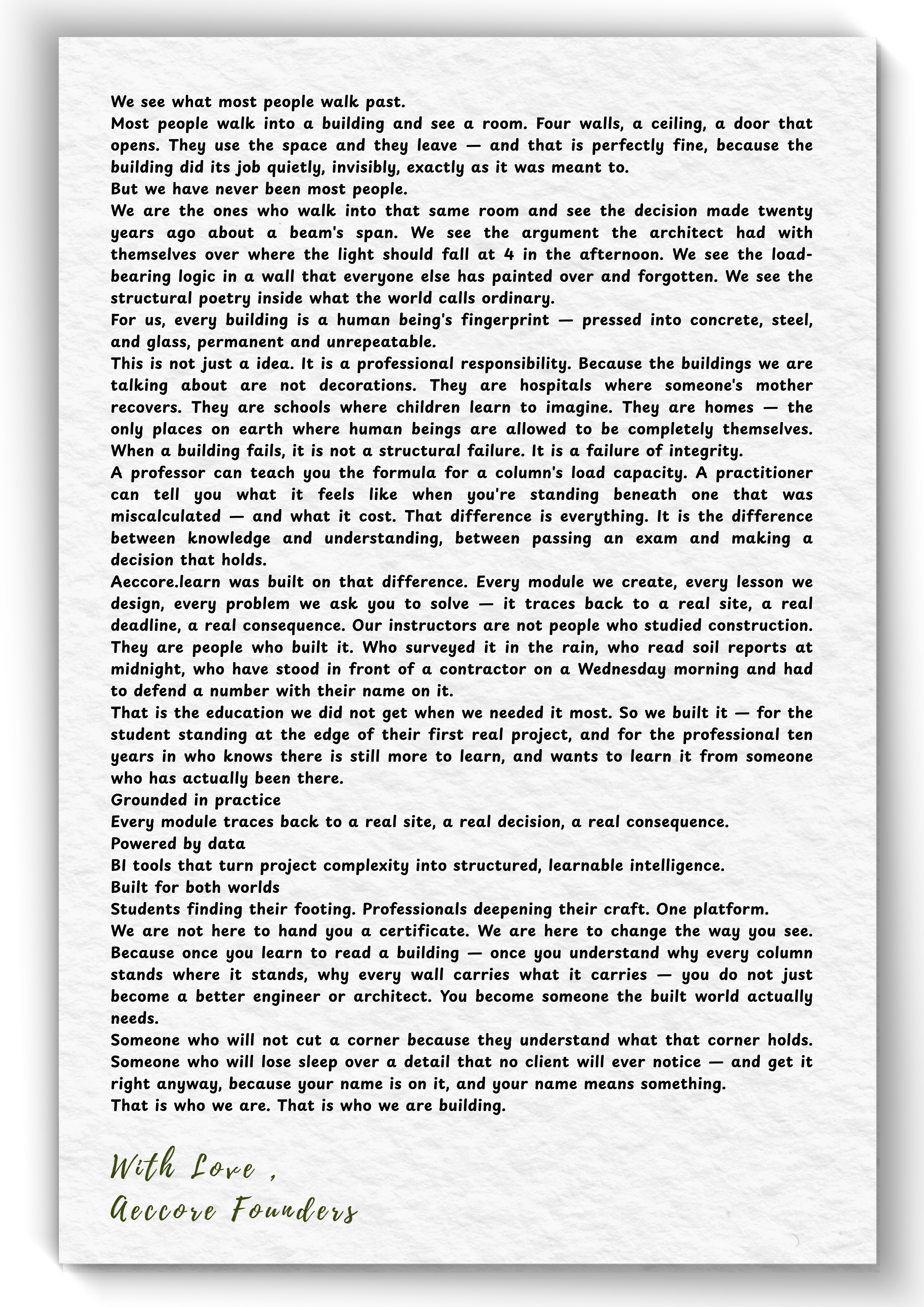 AECCORE Founders Manifesto Document